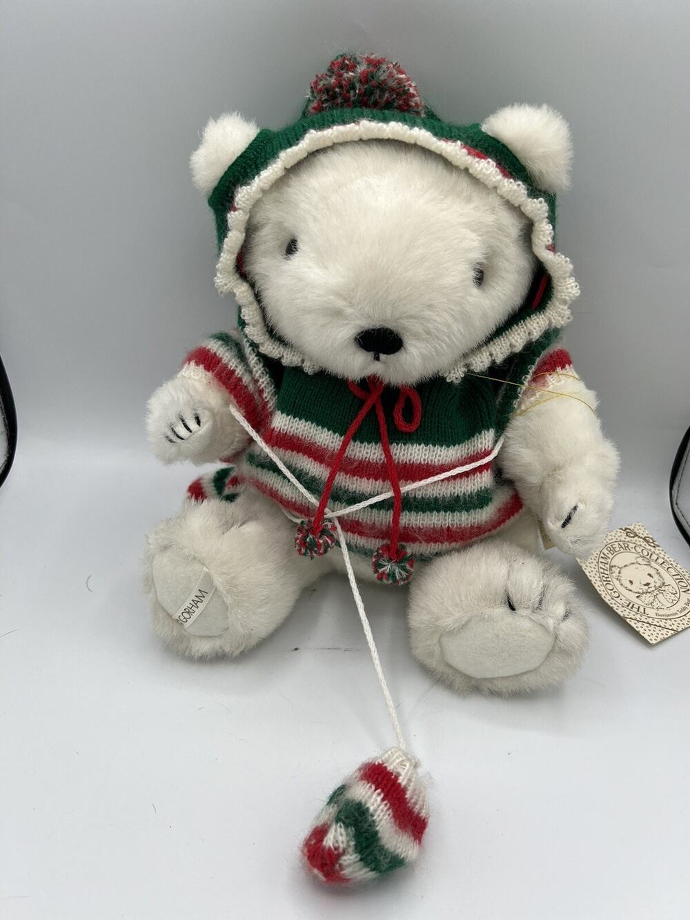 Vintage 1986 Gorham Benjamin Teddy Bear 15” Christmas Sweater Plush w/ Tags